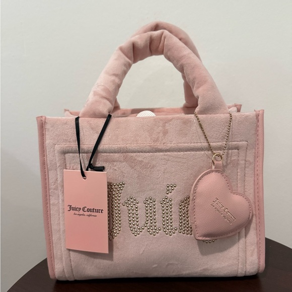 Juicy Couture Handbags - NWT! Giftable. Juicy Couture Y2K Pale Pink Mini Tote with Heart Charm
